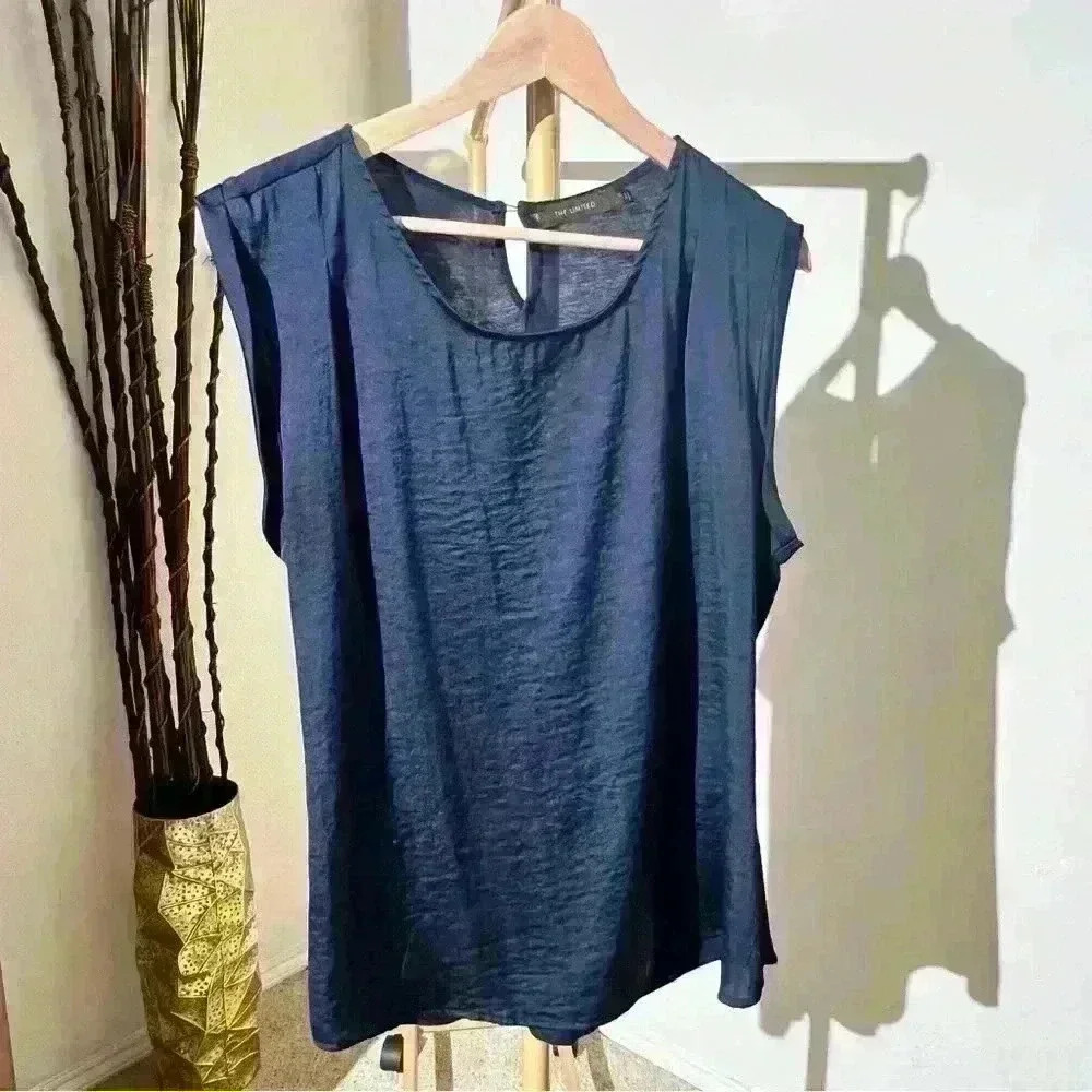 The Limited Scoop Neck Navy Blouse